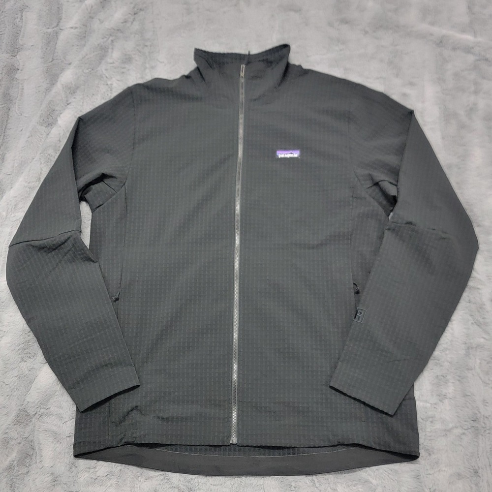 Patagonia R1 TechFace Jacket Mens XL Black Grid Fleece Softshell Full Zip Hiking